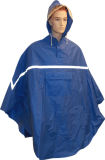 PVC/Polyester Rain Poncho with Reflective Tape