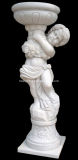 Marble Boy Lifting Flower Pot Sculpture (SR061)
