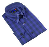 Men's Business Long Sleeve Check Double Collar Shirt