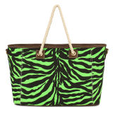 Woven Handle Sparkle Zebra Fashion Women Handbags (MBNO032001)