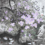 Crape Myrtle-Traditional Chinese Birds and Delicate Flowers Brushwork Painting