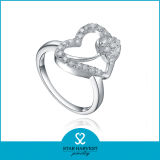OEM Accepted Heart Shape Silver Ring Jewellery in Stock (R-0240)