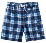 2014 New Arrival Summer Casual Cotton Fabric Men's and Children's Plaid Swim Trunks