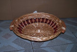 Round Willow Tray with Wood Ear Handles (dB041)