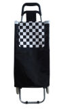 Black Polyester Shopping Trolley Bag with White Cover