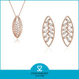 Low MOQ Leaf Shaped Silver Jewellery Set for Women (J-0197)
