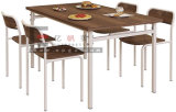 Canteen Table Furniture 4 Seaters Dining Table with Metal Frame
