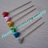 55mm Colorful Plastic Heart Shape Pearl Head Straight Sewing Pin