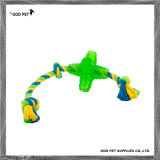Green Plastic with Cotton Rope Dog Toy