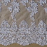 Dzl 10143 White/Beige Corded Alencon French Lace Wedding Dress Fabric Bridal Gown Embroidery