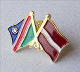 Flag Crossed Lapel Pin Badge with Soft Enamel Badge (badge-099)