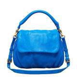 OEM Navy Blue Genuine Leather Flap Handbag, Mini Blank Shoulder Bag Md5-070