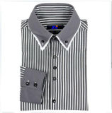 Men's Business Double Collar Contrast Fabric Stripe Shirt