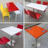 China Manufacturer Red White Artificial Stone Restaurant Table