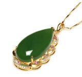 New Water Drop Diamond Jade Necklace