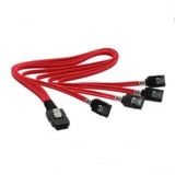 Red Mini Sas to 4X SATA Flat Cable with Latch