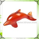 Carnelian Gemstone Dolphin Carvings (Hironn-Jewelry-006)