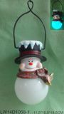 Polyresin/Glass Snowman Solar Hanging Light Christmas Decoration