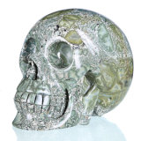 Qinghai Jade Carved Stone Skull/Skeleton Figurine (0V80)