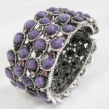 Fashion Jewelry Spring Bracelet, Made of Zinc-Alloy Metal and Rhinestones, Nickel-Free Antique Silver Plating, Hbl-10138
