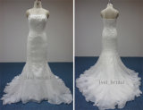 Mermaid Embroidery Beaded Organza Wedding Dress (B281008)