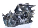 Natural Flash Labradorite Dragon Head Skull Carving, Rare Mineral (4O91)