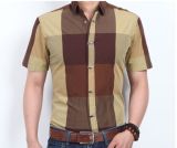 100% Cotton Plaid Leisure Short Sleeve Men's Shirt (WXM896)