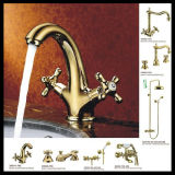 Brass Bathroom Washbasin Faucet with Double Handle