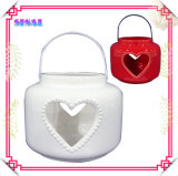 Home Decoration, White Red Ceramic Heart Shape Candle Holder