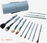 Maange 12 Pieces Cylinder Kabuki Makeup Brushes Kit Animal Hair