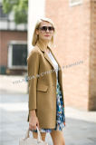 Fashion Women's Wool Coat/Double Pockets One Button Suit Collar Tan Color Wool Coat/Women's Clothing