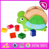 Moving Tortoise Wooden Shape Block Toy Wooden Cube, Educational Shape Blocks Matching Wooden Block Toy W12D032