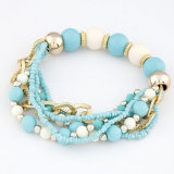 Turquoise Charms Pendent Bracelet with Gold Plating