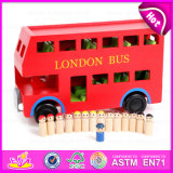 2015 Red Color London Bus Toy for Kids, Education City Games Wooden Car Model Toy Bus, Children Wooden London Red Bus Toys W04A161
