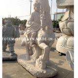 Natural Art Granite Stone Carved Tripitaker and Horse Buddha Sculpture