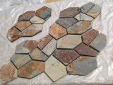 Rusty Yellow Slate Meshed Mosaic Stone Paving for Garden (DXSP87)