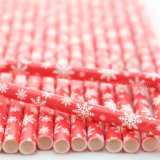 Christmas Products Snow Print Paper Drinking Straws