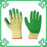 Green Yellow Coated Latex Glove for Safe Working