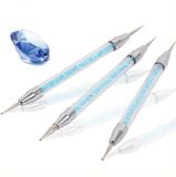 3 PCS/Set New Acrylic Handle with Blue Diamonds Nail Art Dotting Tools
