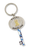 Metal Key Shape Gold Spinner Key Chain for Spainsouvenir
