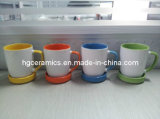 300ml Ceramic Mug with Coaster, Mug with Lid