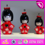 2015 Tranditional Folk Crafts Cute Japanese Doll, Hot Sell Custom Design Wooden Dolls, Wooden Kimono Dolls for Decoration W06D070A