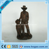 Polyresin Figurine Day and Boy Copper Coation