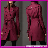 The Most Fashionable Top Brand Double Breasted Women's Middle Length Coat (c-5421)