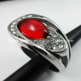 Stainless Steel Jewellery Ring with Red Stone (HL-292)