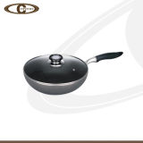 Gray Metallic Painting Non-Stick Coating Wok with Lid