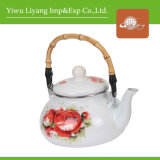 2.5L Round Enamel Kettle with Bamoo Handle (BY-2909)