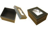 Leather Albums Storage Box with Photo Window