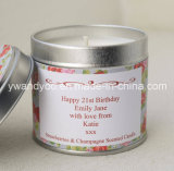 Personalised Strawberry & Champagne Scented Tin Candle