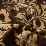 Brown Jacquard Leaf Item Chenille Fabric for Sofa and Textile